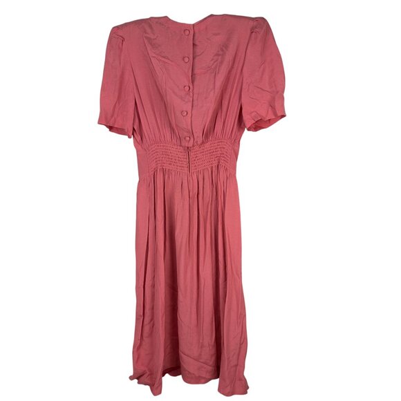 Karin Stevens Vintage Pink Dress Lace Collar Pleated Skirt Short Sleeve Size 12 - Picture 7 of 13